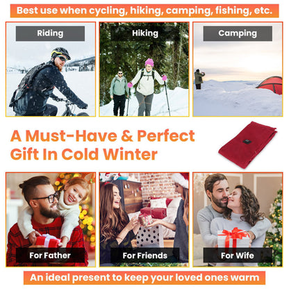 Écharpe chauffante pour le cou, alimentée par USB, avec 3 niveaux de température. Douce et lavable, agréable au toucher, idéale pour le camping d'hiver et la pêche. 