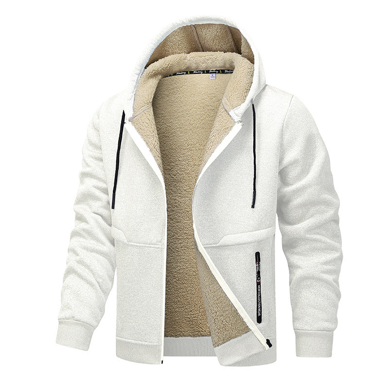 Sweat à capuche décontracté pour homme, sweat-shirt polaire épais d'hiver, doublure sherpa, veste à capuche zippée, manteau streetwear épais