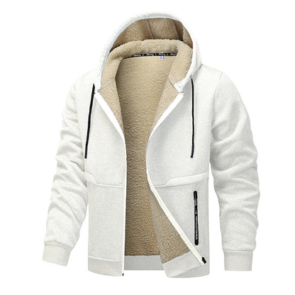 Sweat à capuche décontracté pour homme, sweat-shirt polaire épais d'hiver, doublure sherpa, veste à capuche zippée, manteau streetwear épais