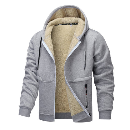 Sweat à capuche décontracté pour homme, sweat-shirt polaire épais d'hiver, doublure sherpa, veste à capuche zippée, manteau streetwear épais
