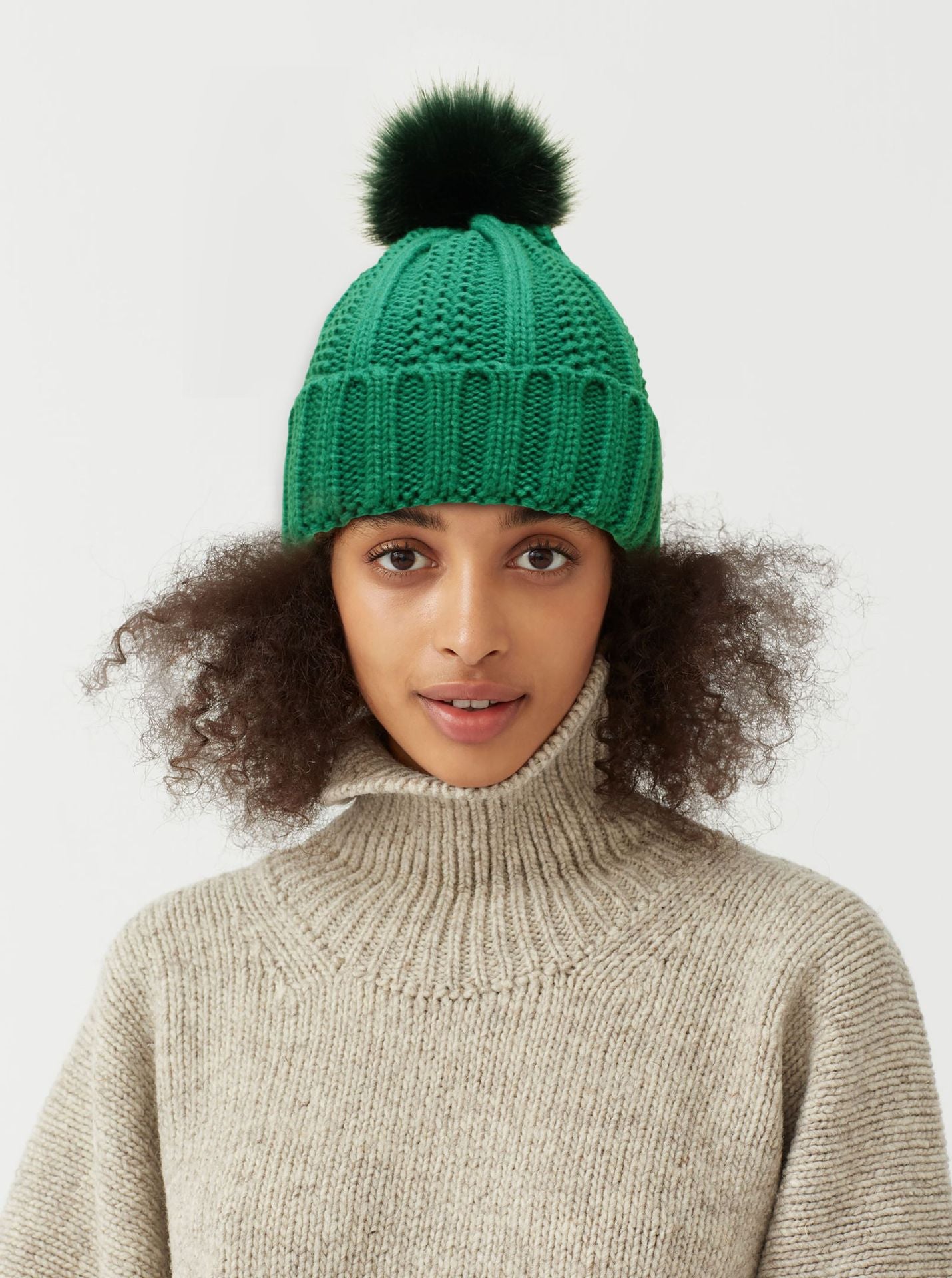 Bonnet d'hiver tricoté tendance, extensible et doublé, à motif tête de mort, pour femme, bonnet à pompon en fausse fourrure pour garder bien au chaud