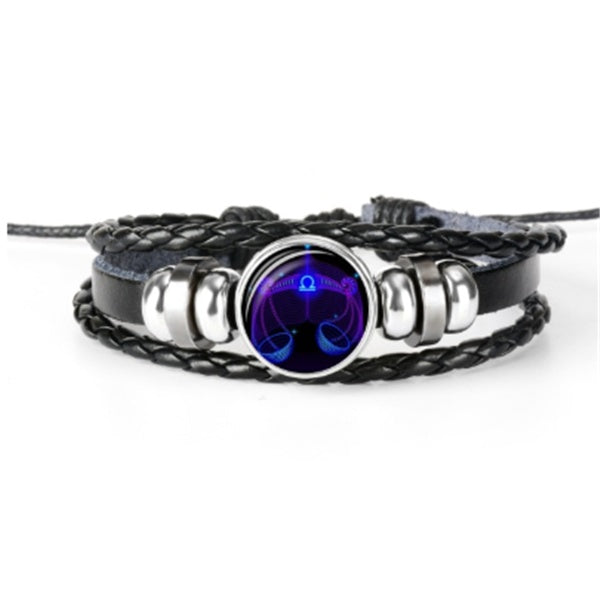Bracelet lumineux tressé représentant les 12 constellations du zodiaque, pour hommes, femmes et enfants.