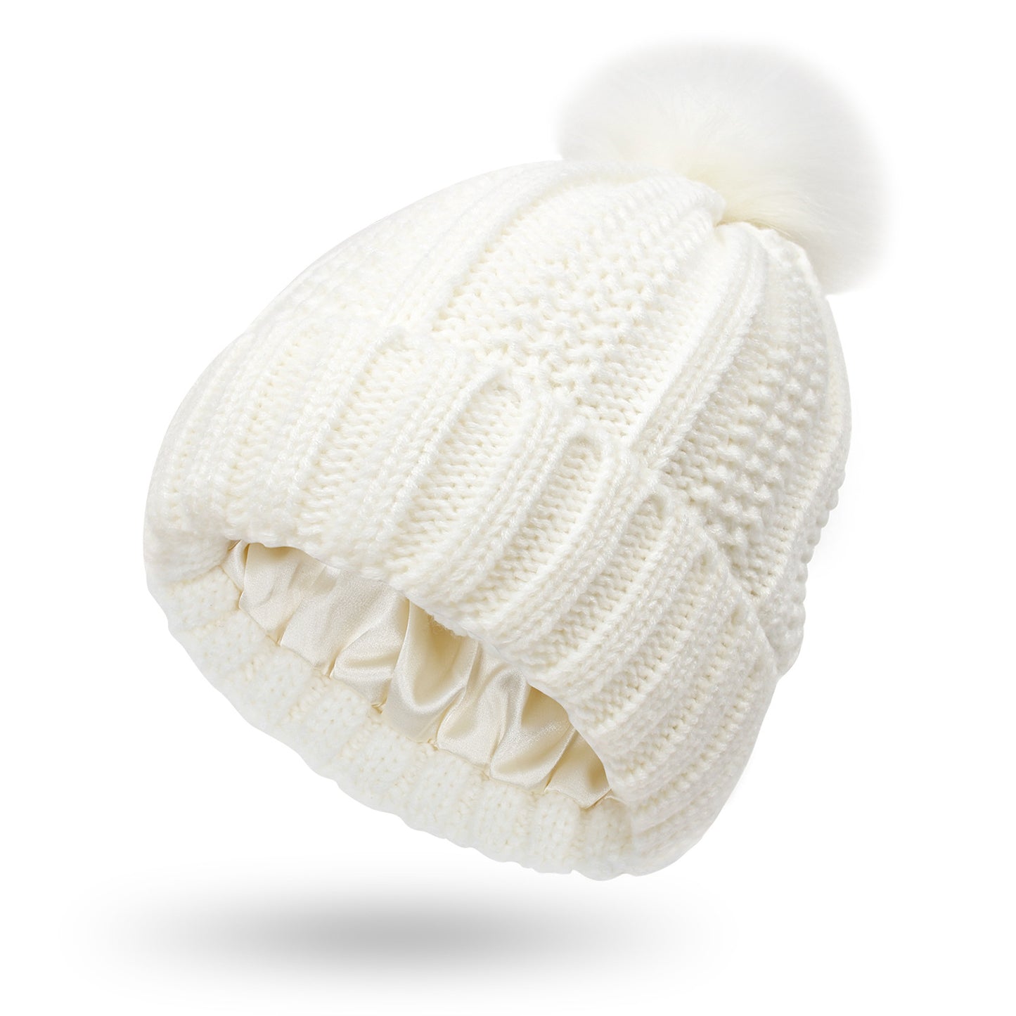 Bonnet d'hiver tricoté tendance, extensible et doublé, à motif tête de mort, pour femme, bonnet à pompon en fausse fourrure pour garder bien au chaud