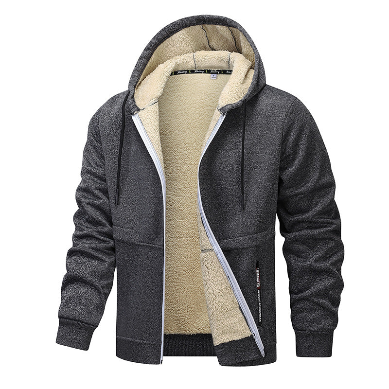 Sweat à capuche décontracté pour homme, sweat-shirt polaire épais d'hiver, doublure sherpa, veste à capuche zippée, manteau streetwear épais