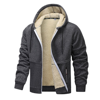 Sweat à capuche décontracté pour homme, sweat-shirt polaire épais d'hiver, doublure sherpa, veste à capuche zippée, manteau streetwear épais